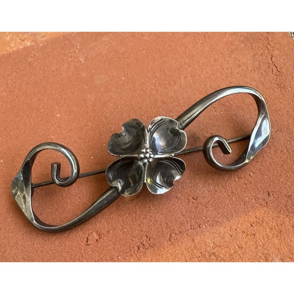 Vintage Stuart Nye of Ashville NC Sterling Silver Flowering Dogwood Pin Brooch
